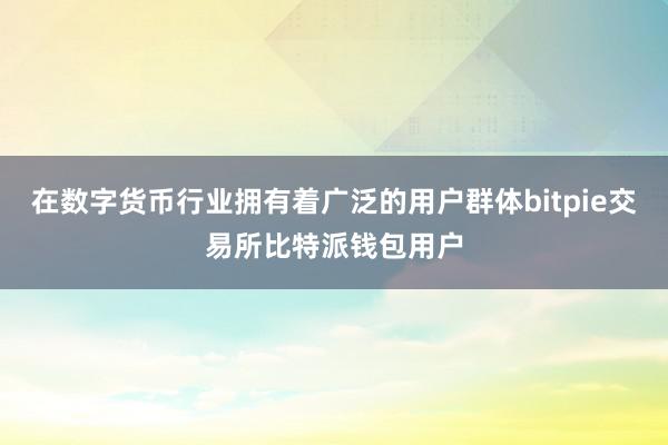 在数字货币行业拥有着广泛的用户群体bitpie交易所比特派钱包用户