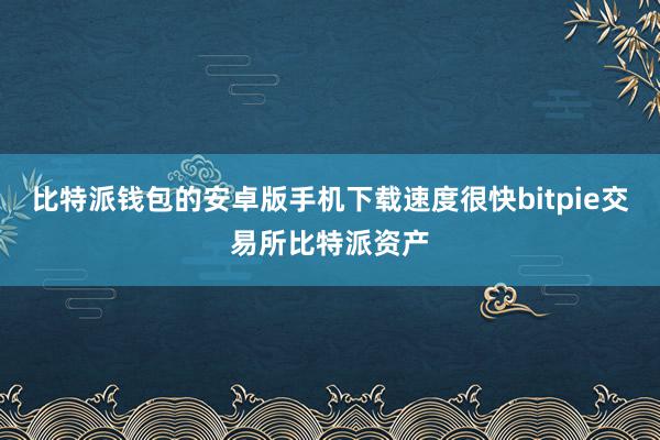 比特派钱包的安卓版手机下载速度很快bitpie交易所比特派资产