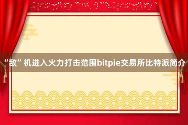 “敌”机进入火力打击范围bitpie交易所比特派简介