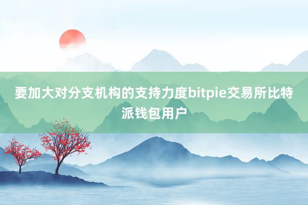 要加大对分支机构的支持力度bitpie交易所比特派钱包用户