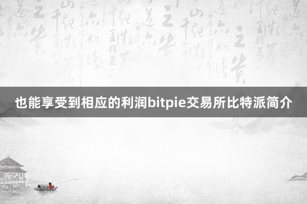 也能享受到相应的利润bitpie交易所比特派简介