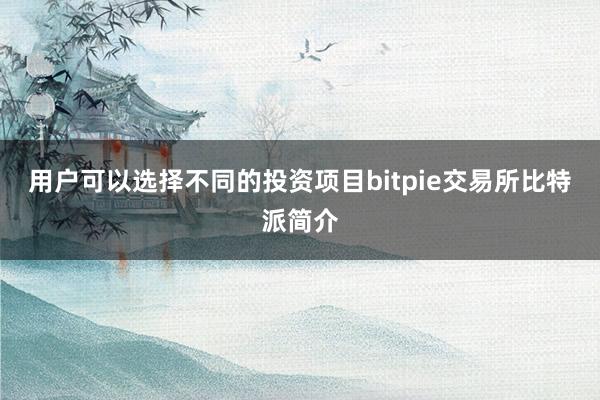 用户可以选择不同的投资项目bitpie交易所比特派简介