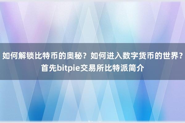 如何解锁比特币的奥秘？如何进入数字货币的世界？首先bitpie交易所比特派简介