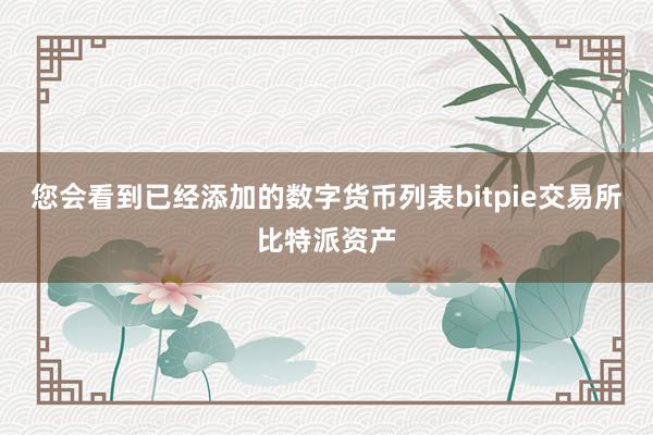 您会看到已经添加的数字货币列表bitpie交易所比特派资产