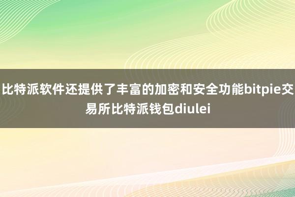 比特派软件还提供了丰富的加密和安全功能bitpie交易所比特派钱包diulei