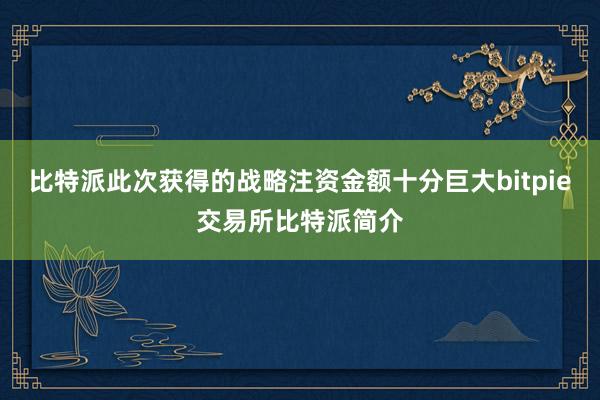 比特派此次获得的战略注资金额十分巨大bitpie交易所比特派简介