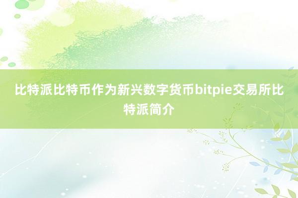 比特派比特币作为新兴数字货币bitpie交易所比特派简介