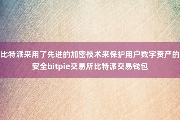 比特派采用了先进的加密技术来保护用户数字资产的安全bitpie交易所比特派交易钱包