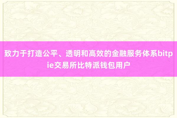 致力于打造公平、透明和高效的金融服务体系bitpie交易所比特派钱包用户