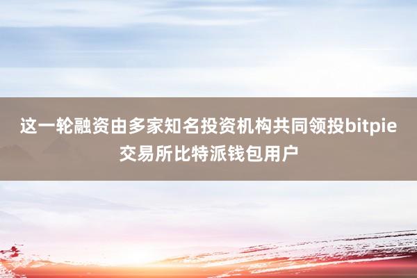 这一轮融资由多家知名投资机构共同领投bitpie交易所比特派钱包用户