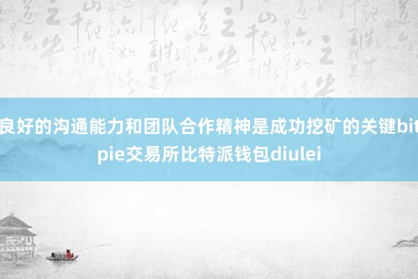 良好的沟通能力和团队合作精神是成功挖矿的关键bitpie交易所比特派钱包diulei