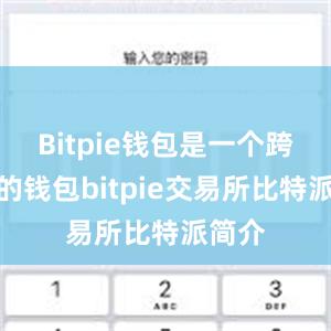 Bitpie钱包是一个跨平台的钱包bitpie交易所比特派简介