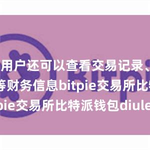 用户还可以查看交易记录、收支明细等财务信息bitpie交易所比特派钱包diulei