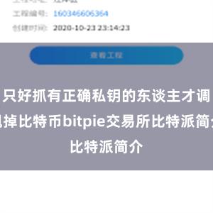 只好抓有正确私钥的东谈主才调甩掉比特币bitpie交易所比特派简介